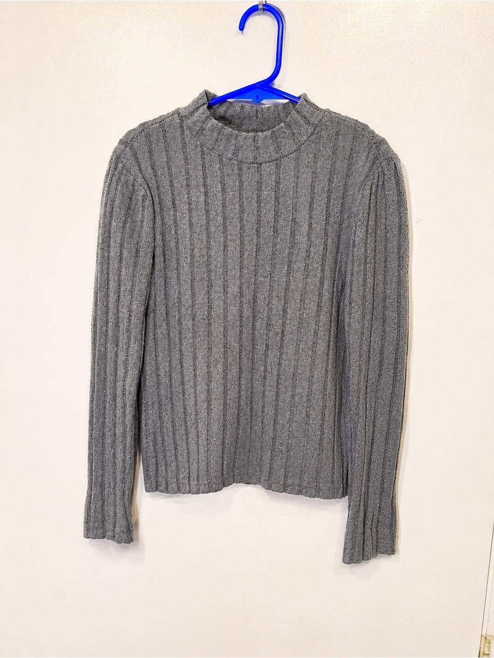 SHEIN Girls Gray Pullover Sweater Ribbed Long Sleeve Crew Neck 10Y